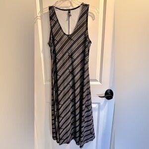 Striped Black and White Sleeveless Dress